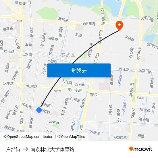 户部街 to 南京林业大学体育馆 map