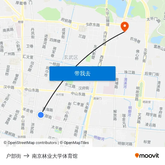 户部街 to 南京林业大学体育馆 map