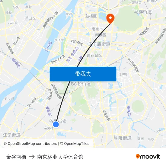 金谷南街 to 南京林业大学体育馆 map