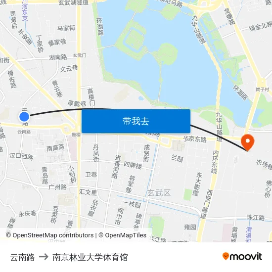 云南路 to 南京林业大学体育馆 map