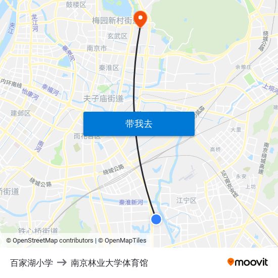 百家湖小学 to 南京林业大学体育馆 map