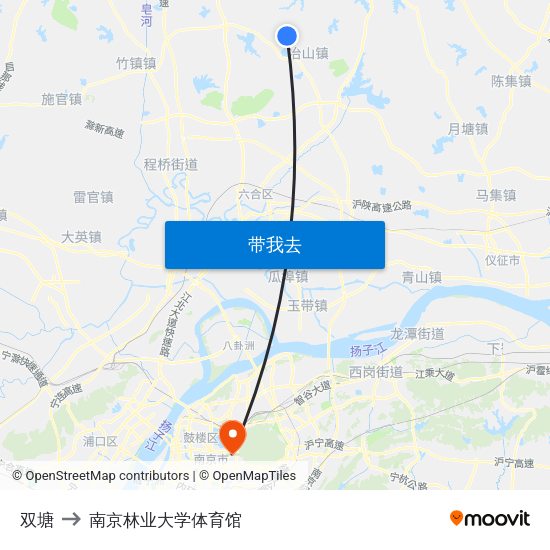 双塘 to 南京林业大学体育馆 map
