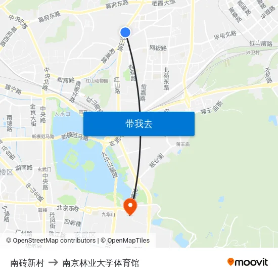南砖新村 to 南京林业大学体育馆 map