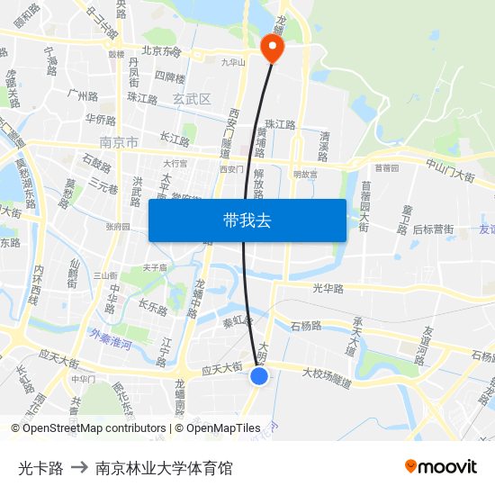 光卡路 to 南京林业大学体育馆 map