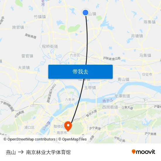 燕山 to 南京林业大学体育馆 map