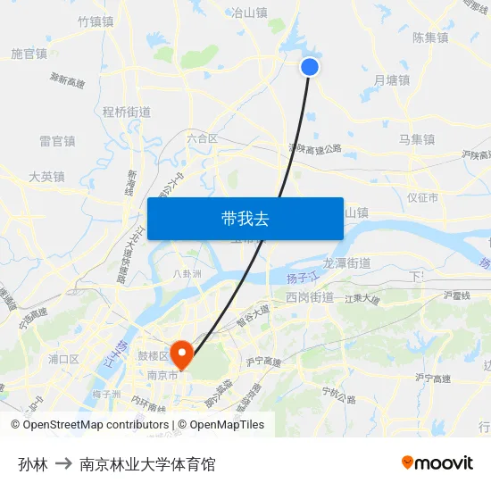 孙林 to 南京林业大学体育馆 map