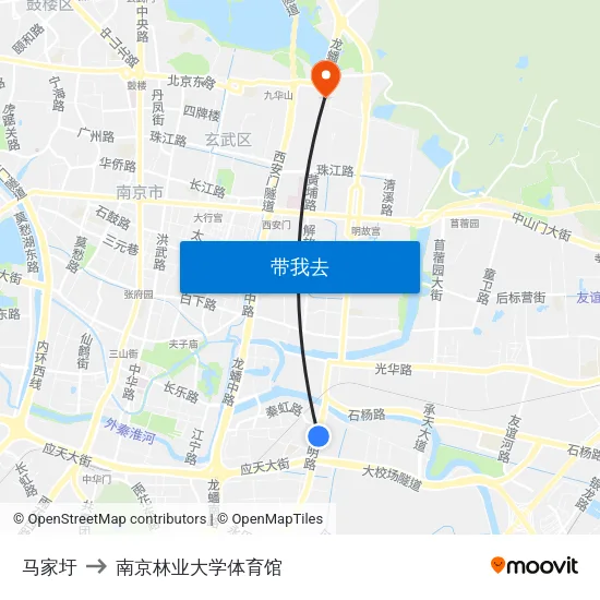 马家圩 to 南京林业大学体育馆 map