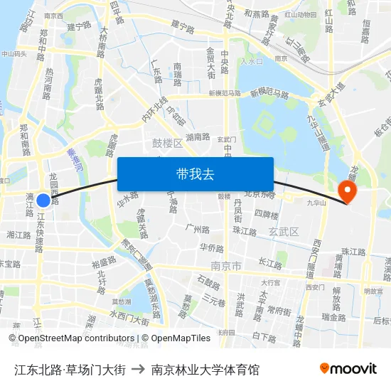 江东北路·草场门大街 to 南京林业大学体育馆 map