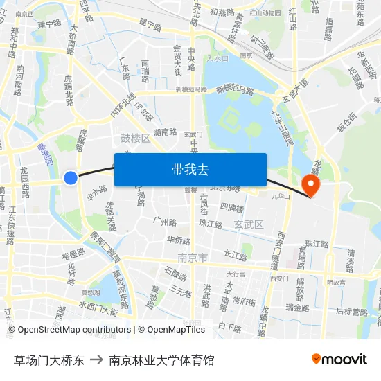 草场门大桥东 to 南京林业大学体育馆 map
