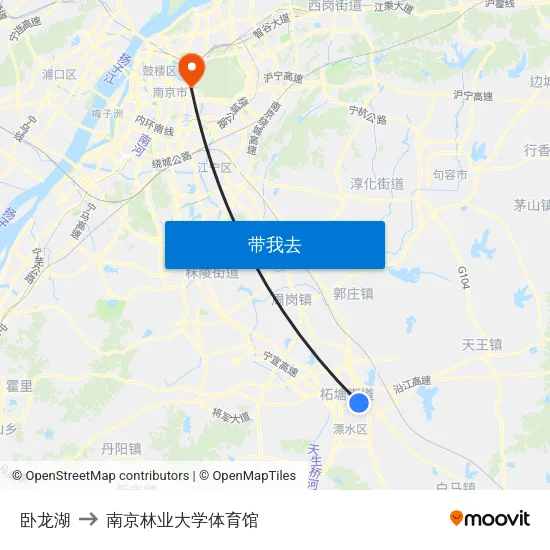 卧龙湖 to 南京林业大学体育馆 map