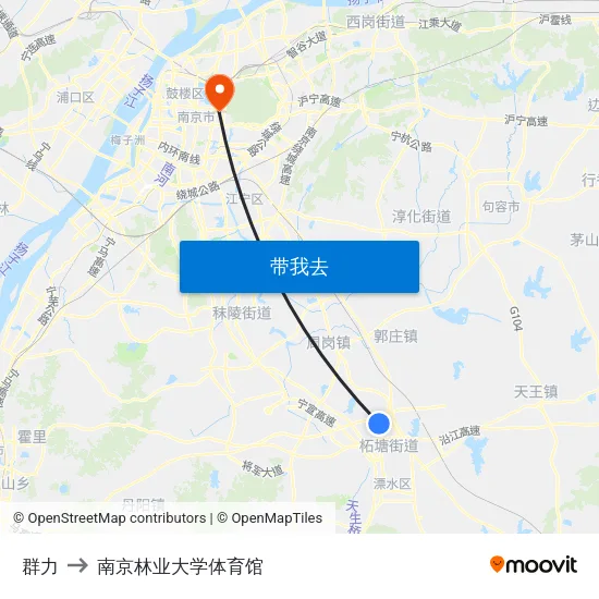 群力 to 南京林业大学体育馆 map