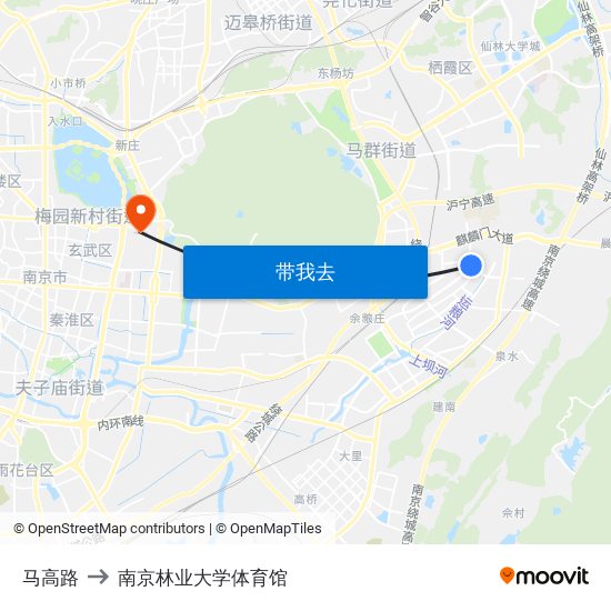 马高路 to 南京林业大学体育馆 map