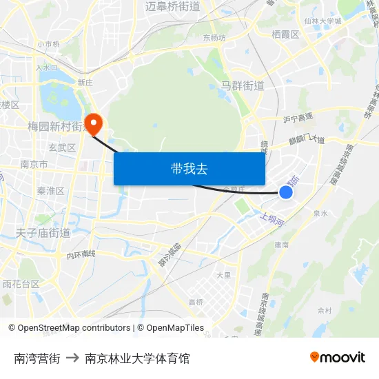 南湾营街 to 南京林业大学体育馆 map