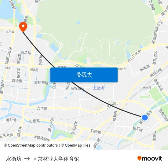 水街坊 to 南京林业大学体育馆 map