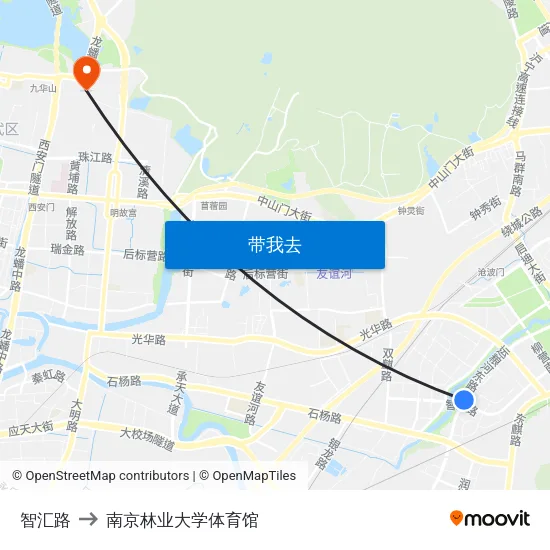 智汇路 to 南京林业大学体育馆 map