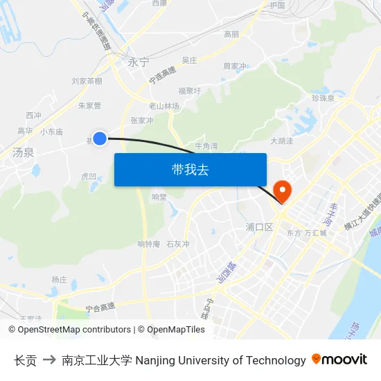 长贡 to 南京工业大学 Nanjing University of Technology map