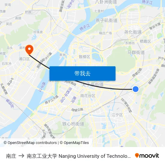 南庄 to 南京工业大学 Nanjing University of Technology map