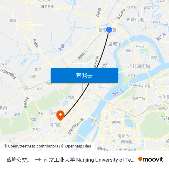 葛塘公交总站 to 南京工业大学 Nanjing University of Technology map