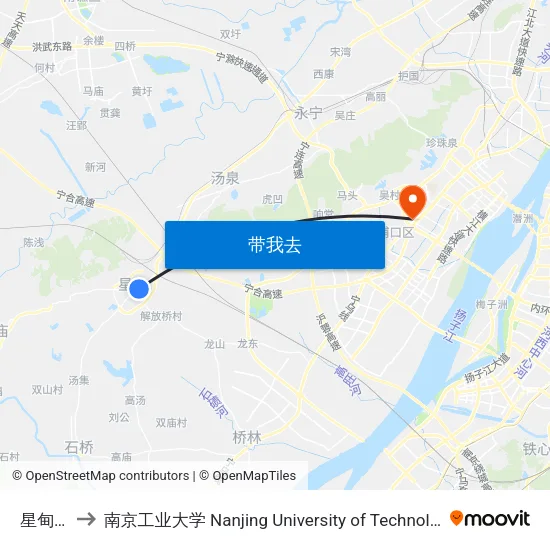 星甸街 to 南京工业大学 Nanjing University of Technology map