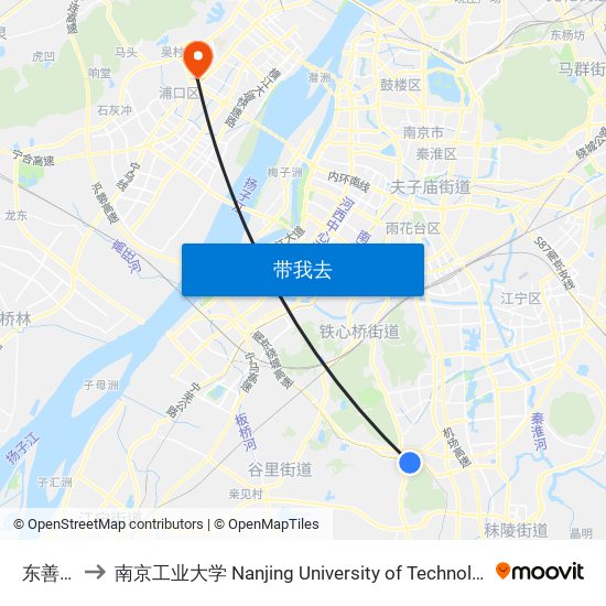 东善桥 to 南京工业大学 Nanjing University of Technology map
