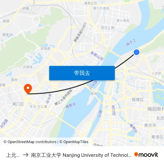 上元门 to 南京工业大学 Nanjing University of Technology map