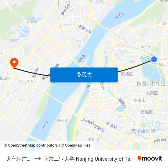 火车站广场东 to 南京工业大学 Nanjing University of Technology map