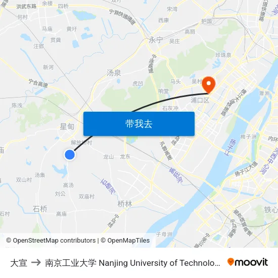 大宣 to 南京工业大学 Nanjing University of Technology map