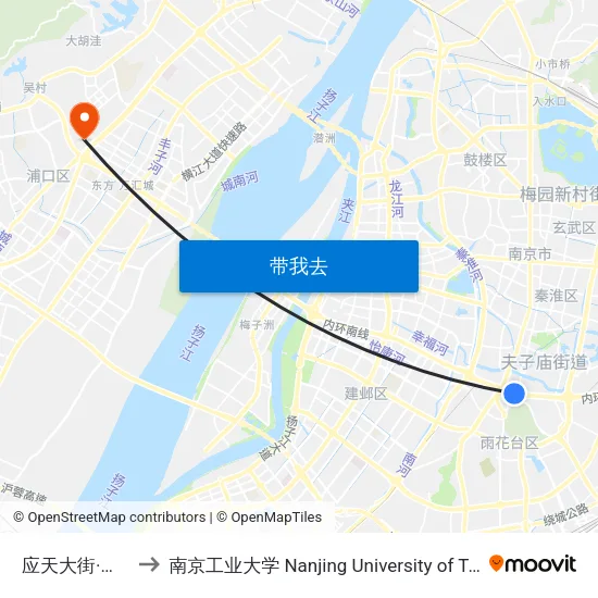 应天大街·雨花路 to 南京工业大学 Nanjing University of Technology map