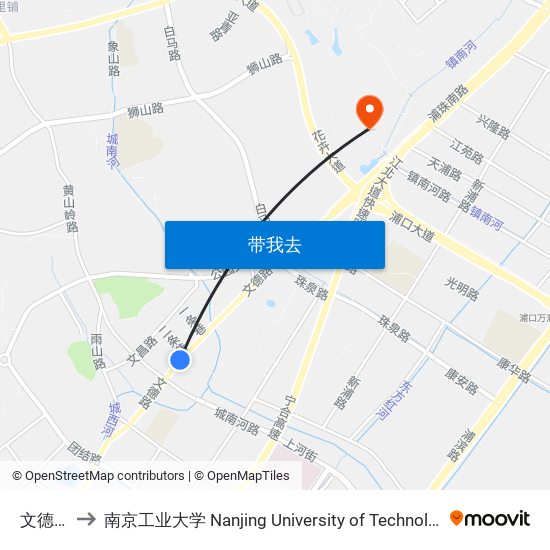 文德路 to 南京工业大学 Nanjing University of Technology map