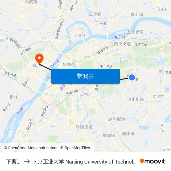 下曹村 to 南京工业大学 Nanjing University of Technology map