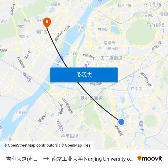 吉印大道(苏源大道) to 南京工业大学 Nanjing University of Technology map