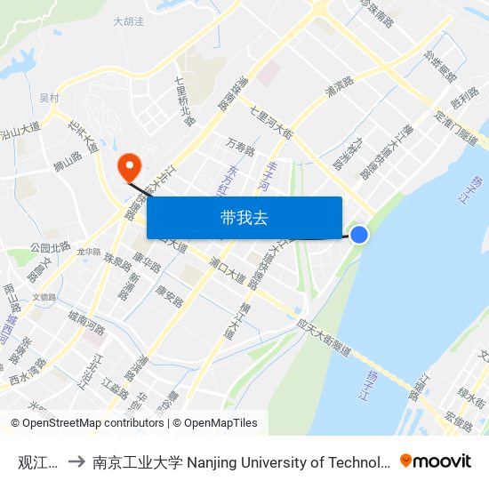 观江台 to 南京工业大学 Nanjing University of Technology map