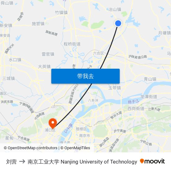 刘营 to 南京工业大学 Nanjing University of Technology map
