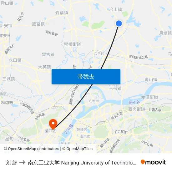 刘营 to 南京工业大学 Nanjing University of Technology map