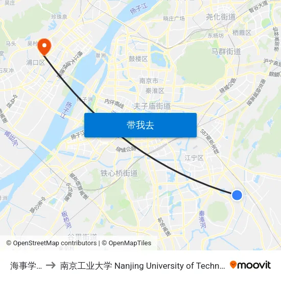 海事学院 to 南京工业大学 Nanjing University of Technology map