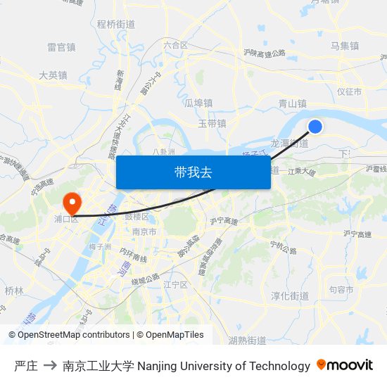 严庄 to 南京工业大学 Nanjing University of Technology map