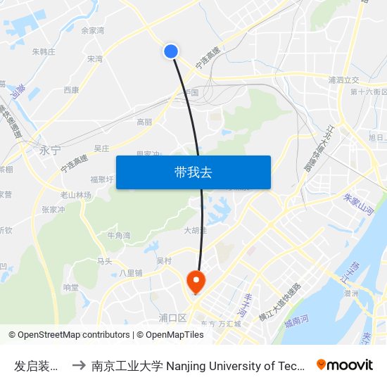 发启装饰城 to 南京工业大学 Nanjing University of Technology map