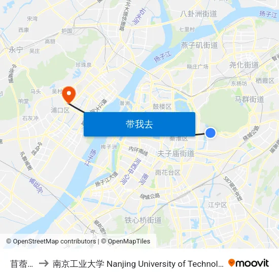 苜蓿园 to 南京工业大学 Nanjing University of Technology map