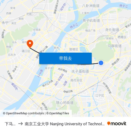 下马坊 to 南京工业大学 Nanjing University of Technology map