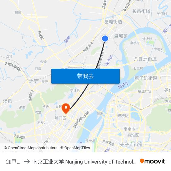 卸甲甸 to 南京工业大学 Nanjing University of Technology map