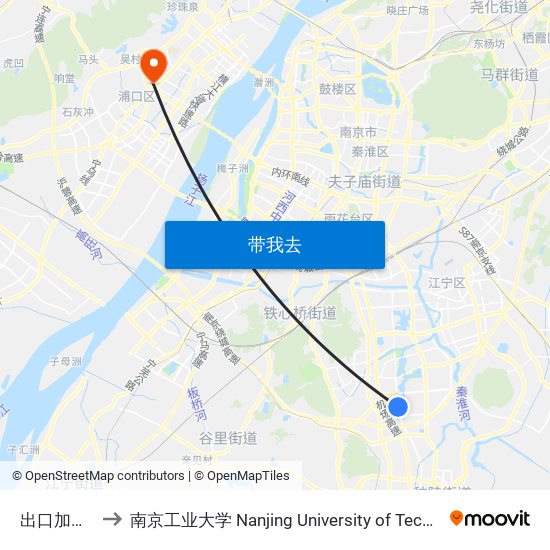 出口加工区 to 南京工业大学 Nanjing University of Technology map