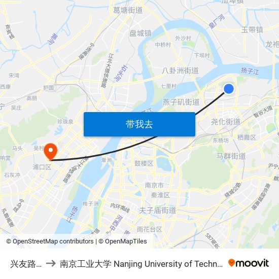 兴友路北 to 南京工业大学 Nanjing University of Technology map