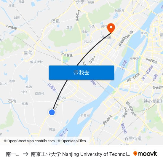 南一路 to 南京工业大学 Nanjing University of Technology map