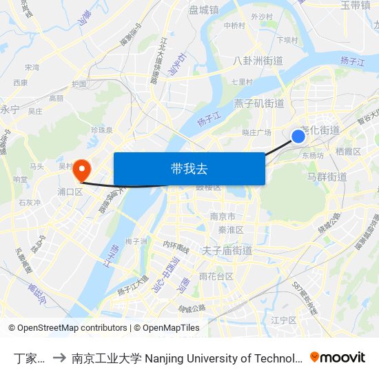 丁家庄 to 南京工业大学 Nanjing University of Technology map