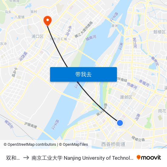双和园 to 南京工业大学 Nanjing University of Technology map