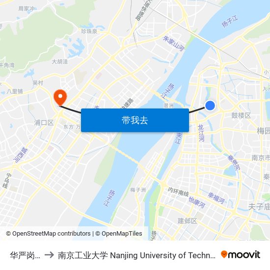 华严岗门 to 南京工业大学 Nanjing University of Technology map