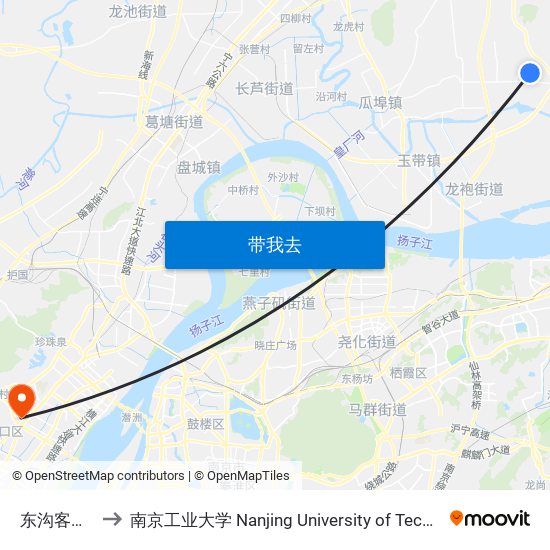东沟客运站 to 南京工业大学 Nanjing University of Technology map