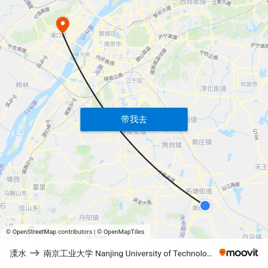 溧水 to 南京工业大学 Nanjing University of Technology map