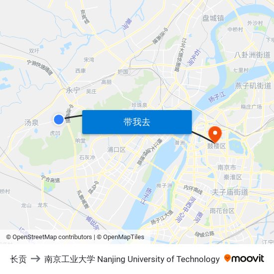 长贡 to 南京工业大学 Nanjing University of Technology map