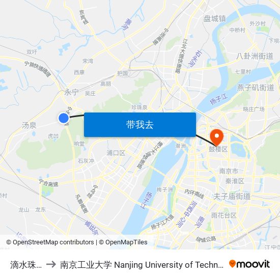 滴水珠西 to 南京工业大学 Nanjing University of Technology map